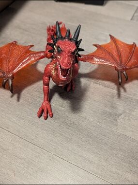 HTF Rare Vintage Mattel 1994 Light Up Roaring Orange Red Drahon Works 12" X 7"